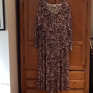 LuLaRoe woman’s size 3x  Taupe and Black Leopard Print Maxi Dress Empire style